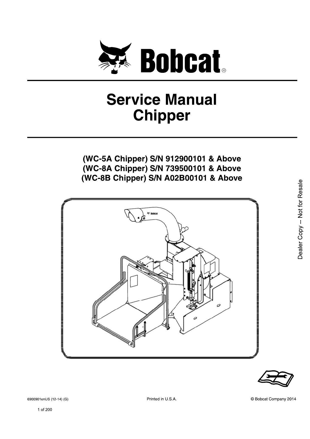 WC-5A WC-8A WC-8B Chipper Service Manual Bobcat
